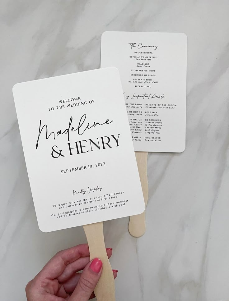 Wedding Program Fan Template Printable Diy Ceremony Paddle Fan Modern 