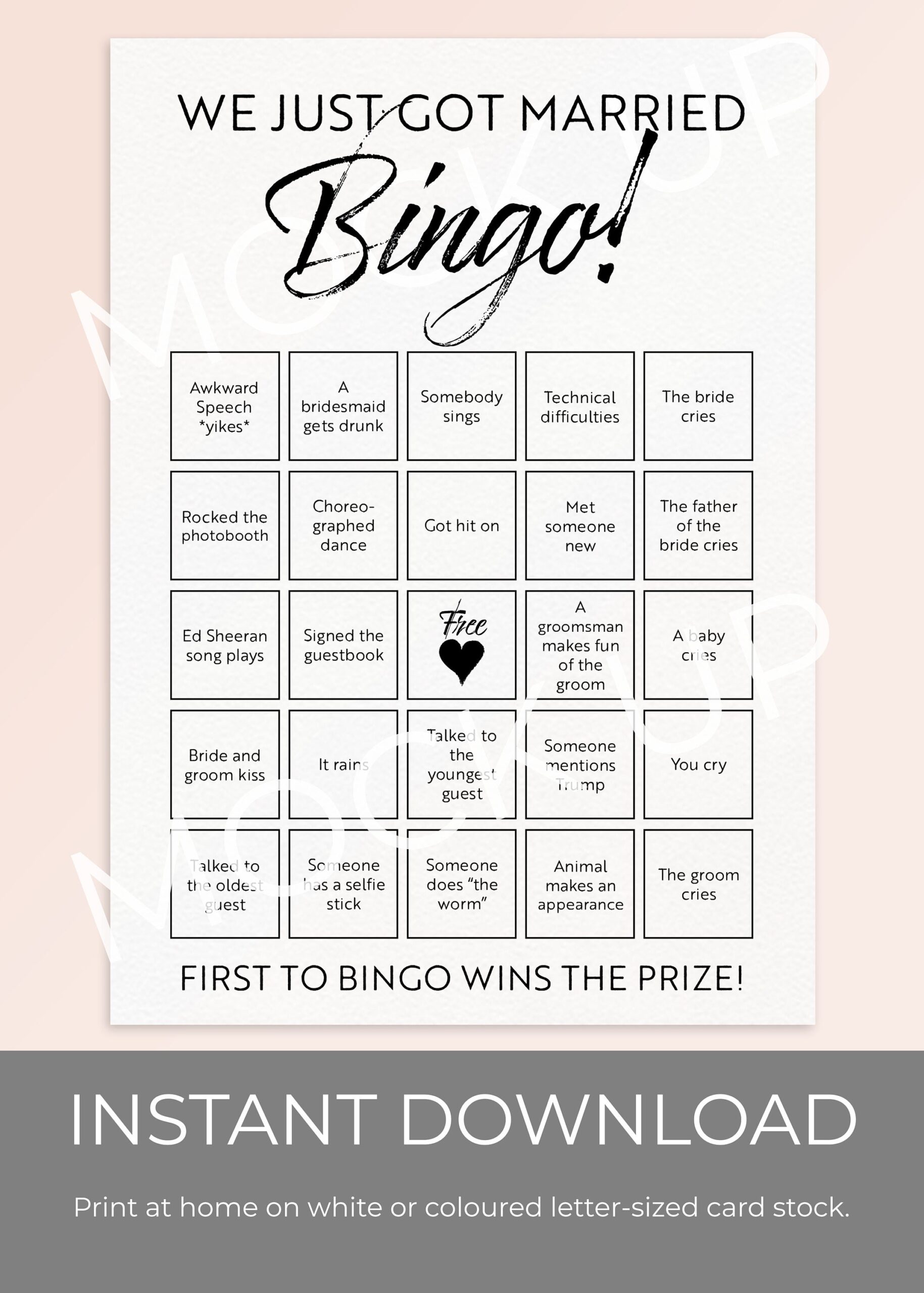 Wedding Reception Bingo Printable Wedding Games Rustic Etsy France