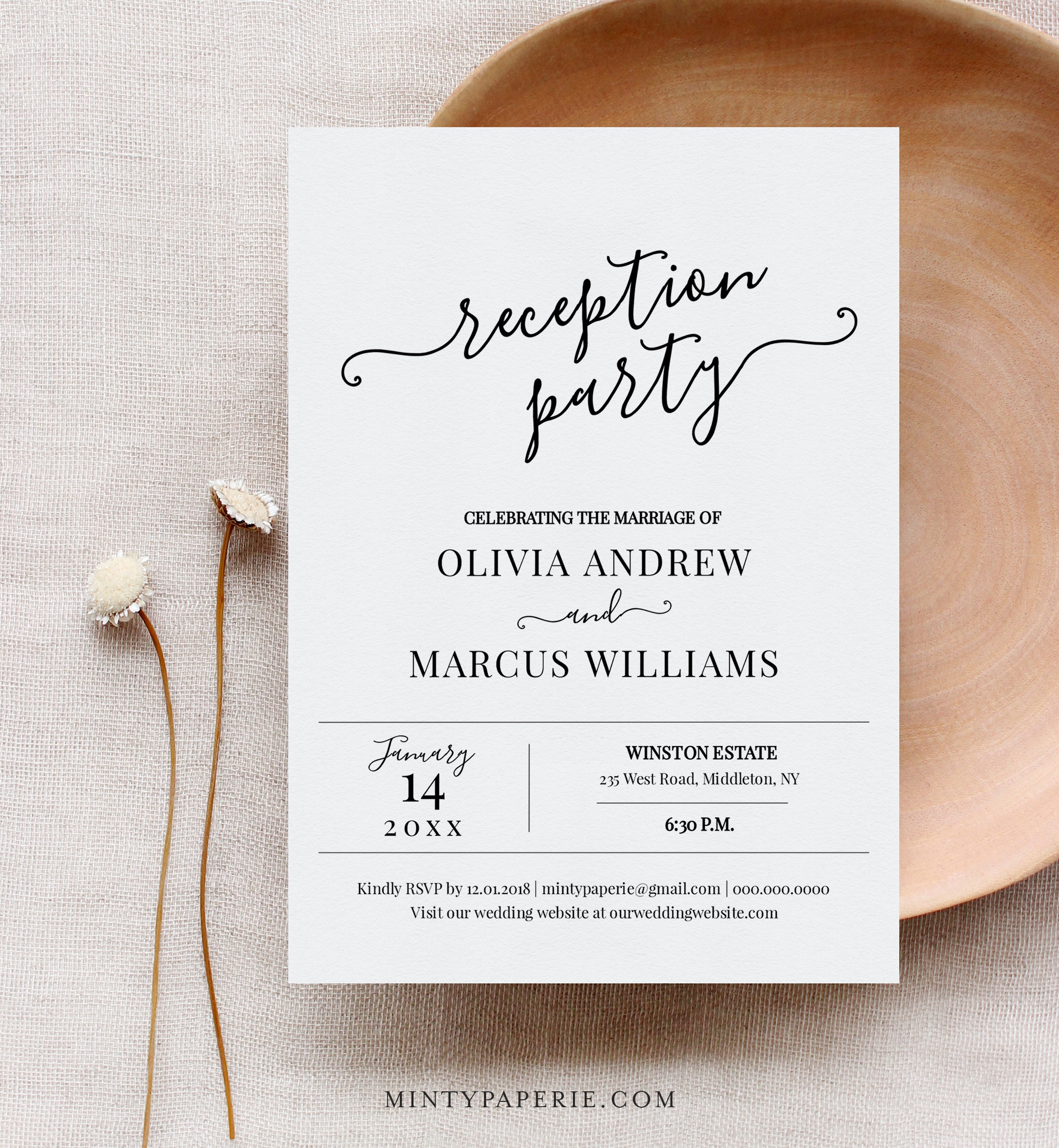 Wedding Reception Invitation Reception Party Printable Wedding Invite 
