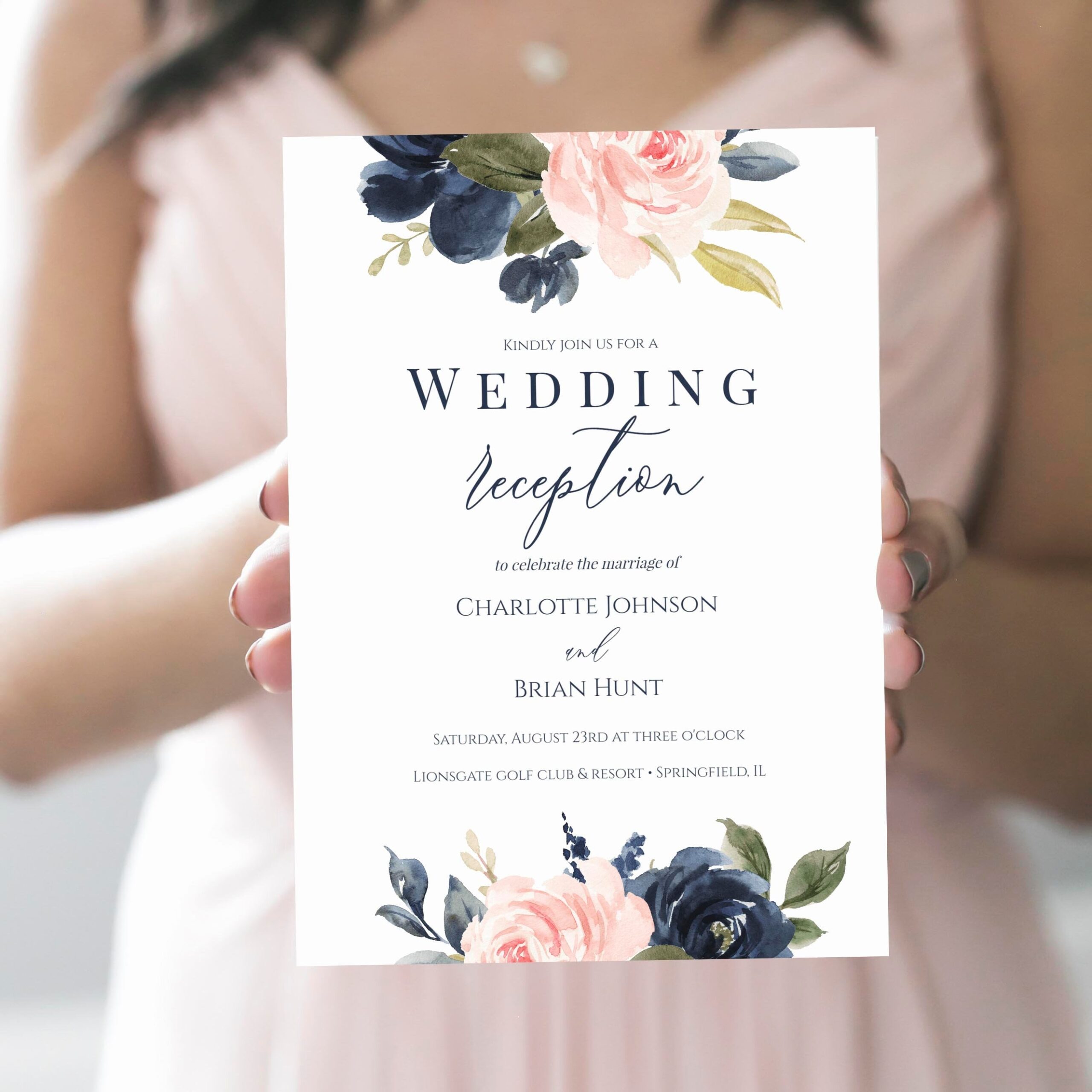 Wedding Reception Invitation Template 100 Editable Text 