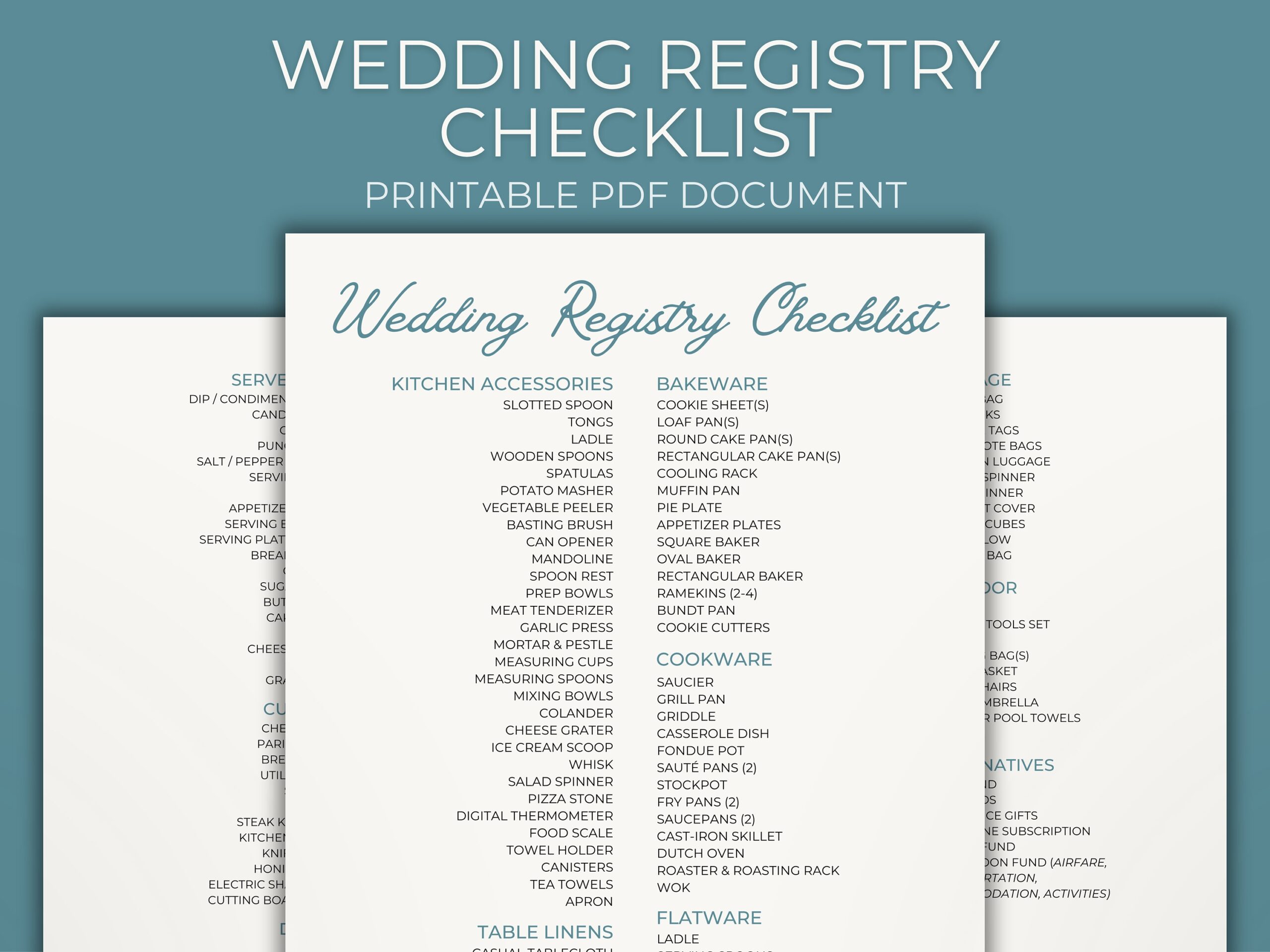 Wedding Registry Checklist Digital Download Checklist Printable Wedding Registry Wedding Planner Printable Wedding Binder Gift Tracker Etsy