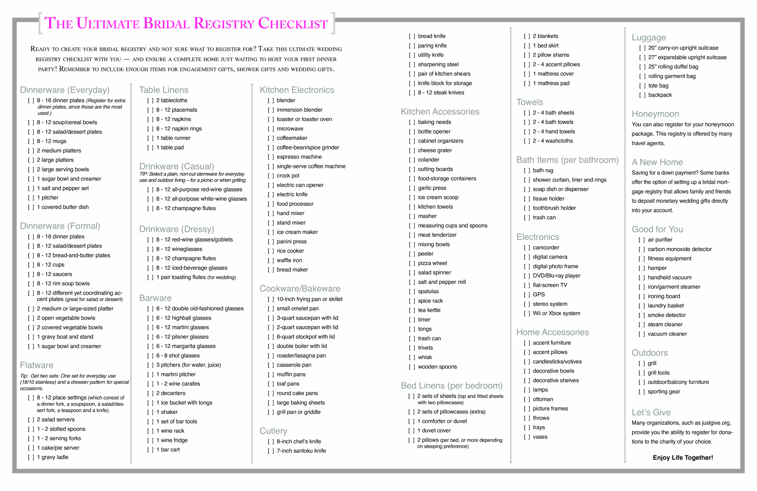 Wedding Registry Gift List Templates At Allbusinesstemplates