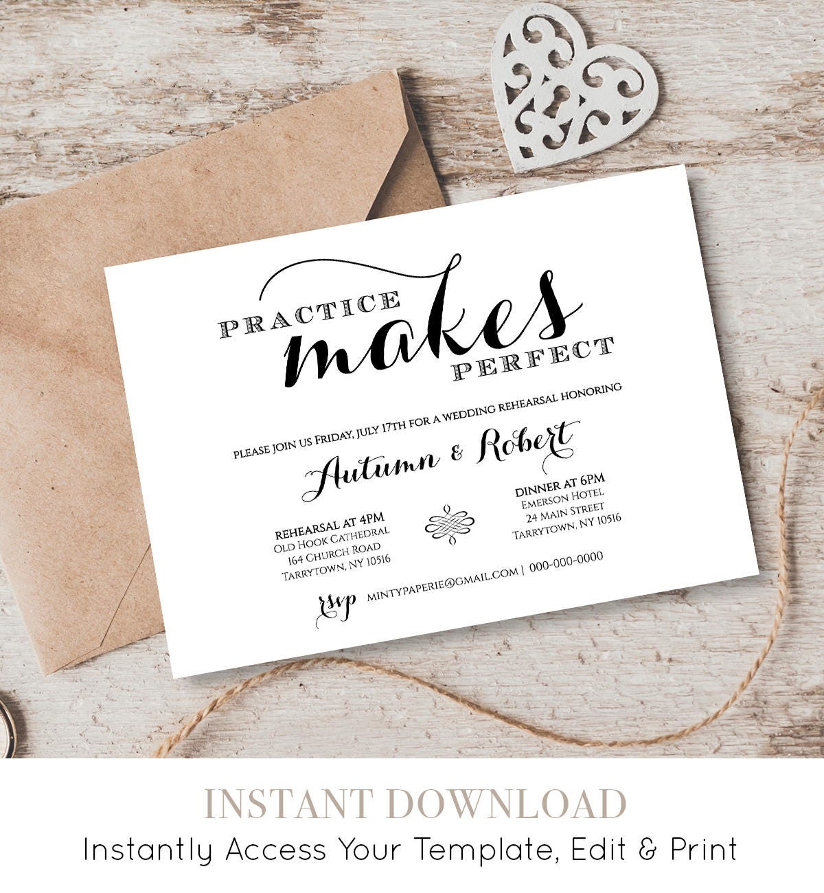Wedding Rehearsal Dinner Invitation Template INSTANT DOWNLOAD 
