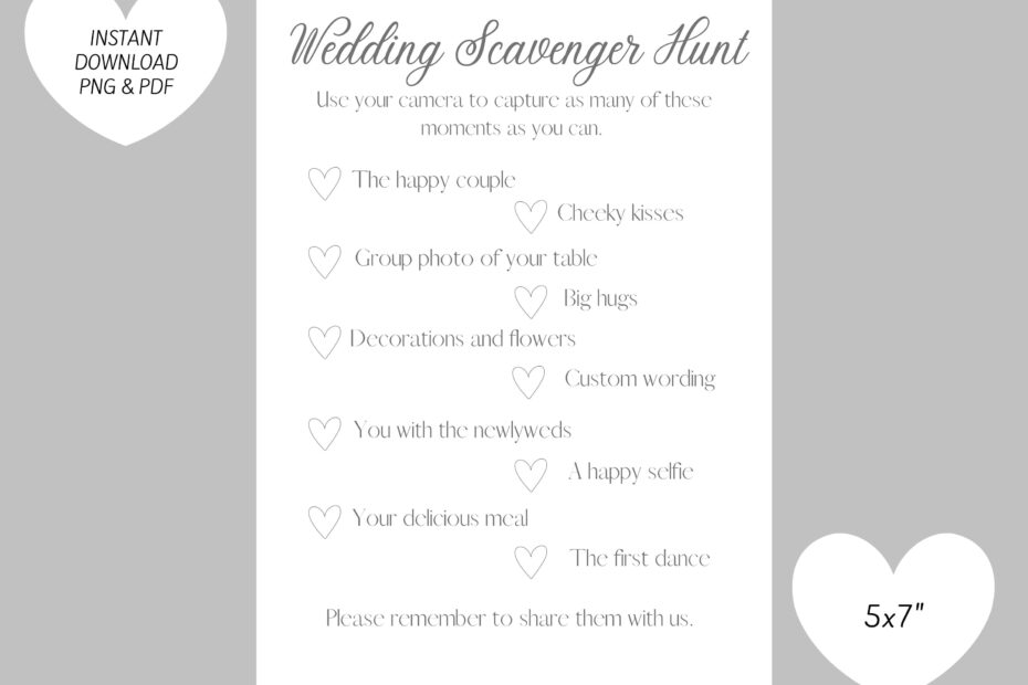 Wedding Scavenger Hunt Printable Activity Etsy