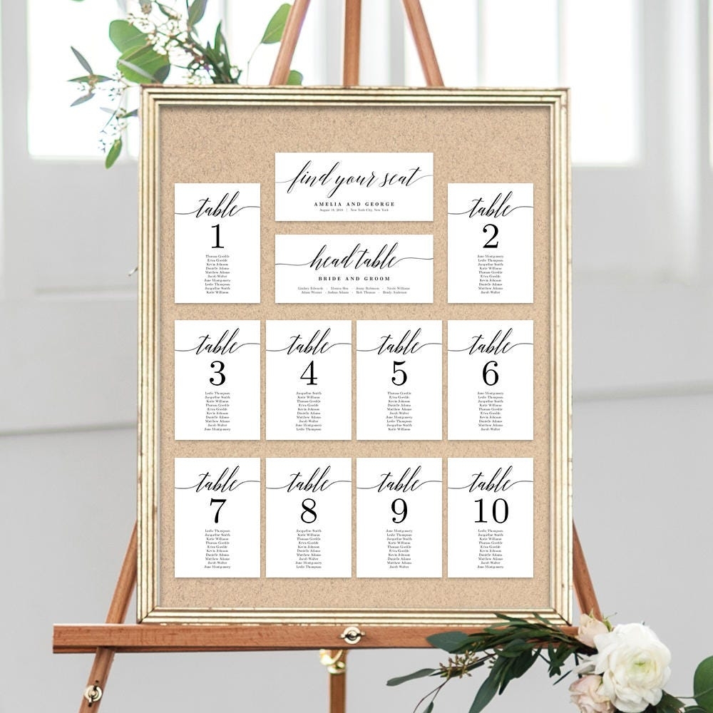 Wedding Seating Chart Template Set Editable In Canva Printable 