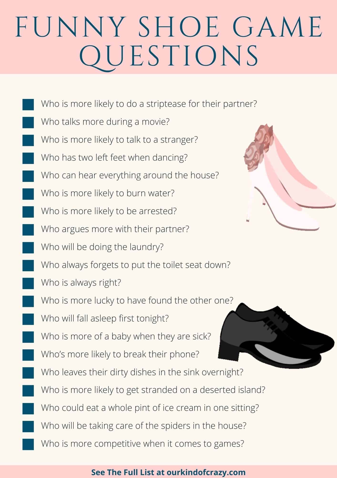 Wedding Shoe Game Questions Printable Printable Free Templates