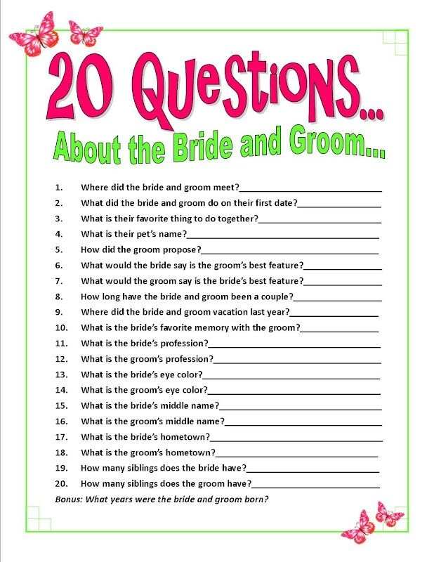 Wedding Shoe Game Questions Printable