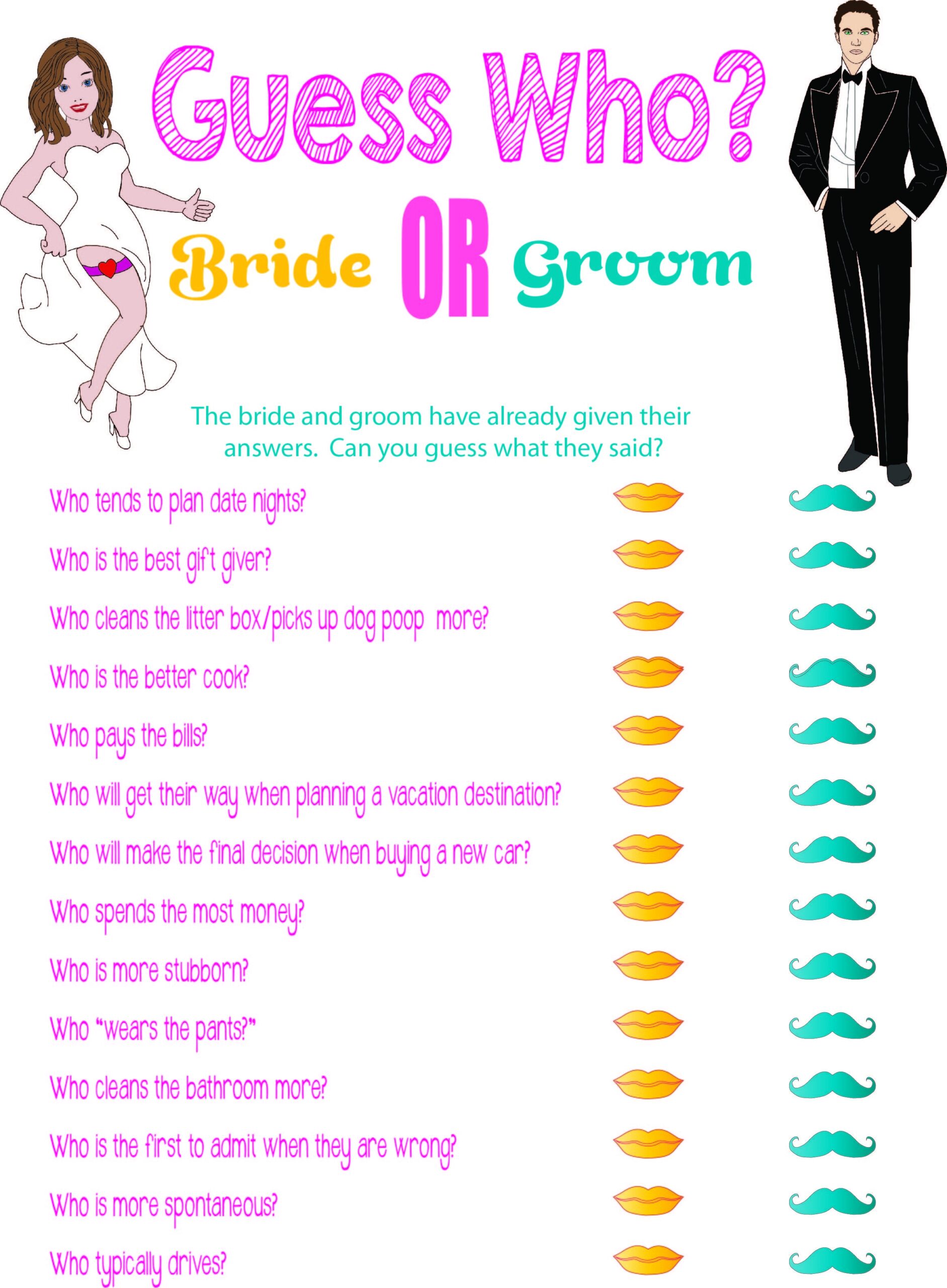 Wedding Shower Games Free Printable