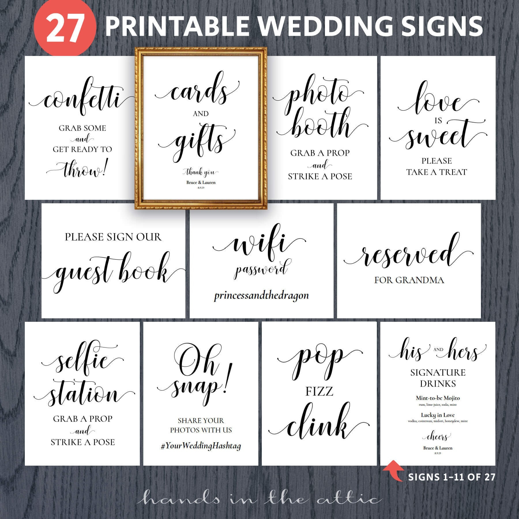 Wedding Signs Printable Package Set Bundle Pack Of 8x10 Sign Etsy