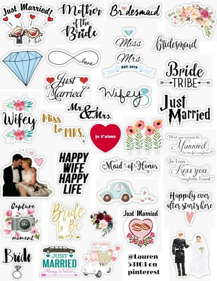Wedding Sticker Pack Wedding Stickers Wedding Scrapbook Printable 