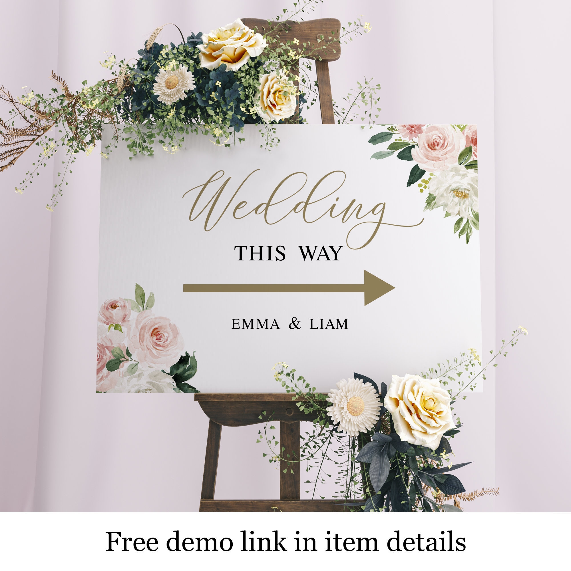 Wedding This Way Sign Template Wedding Direction Sign Create Your Own Poster Wedding Arrow Sign Wedding Directional vmt423 Etsy