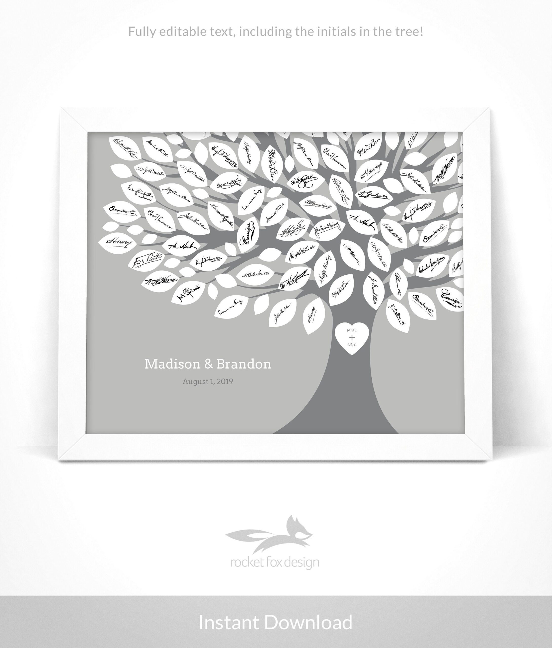 Wedding Tree Guest Book Printable With Instruction Card Wedding Guest 