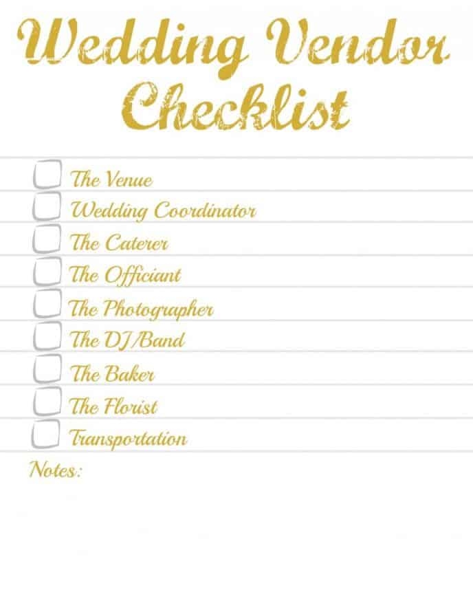 Wedding Vendor Checklist From Venue To Baker Scrappy Geek
