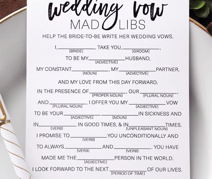 Wedding Vows Mad Libs Free Printable