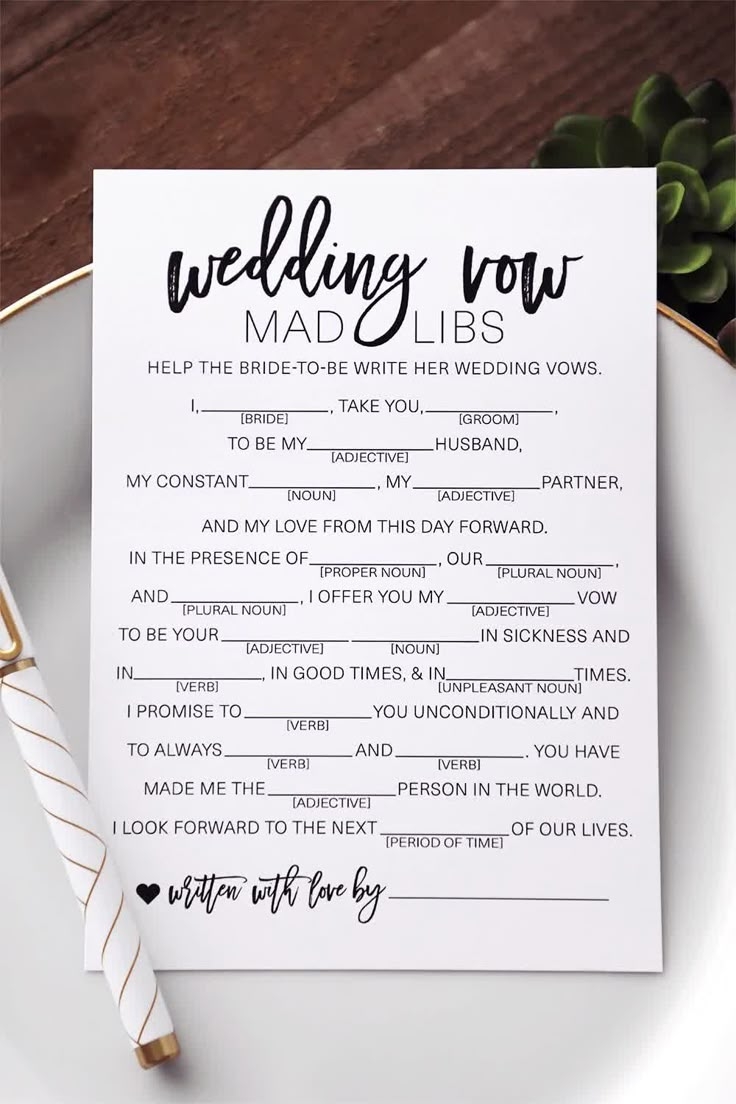 Wedding Vows Mad Libs Free Printable Free Printable Templates