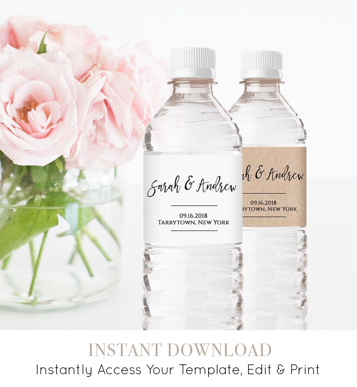 Wedding Water Bottle Label Template Printable DIY Wedding