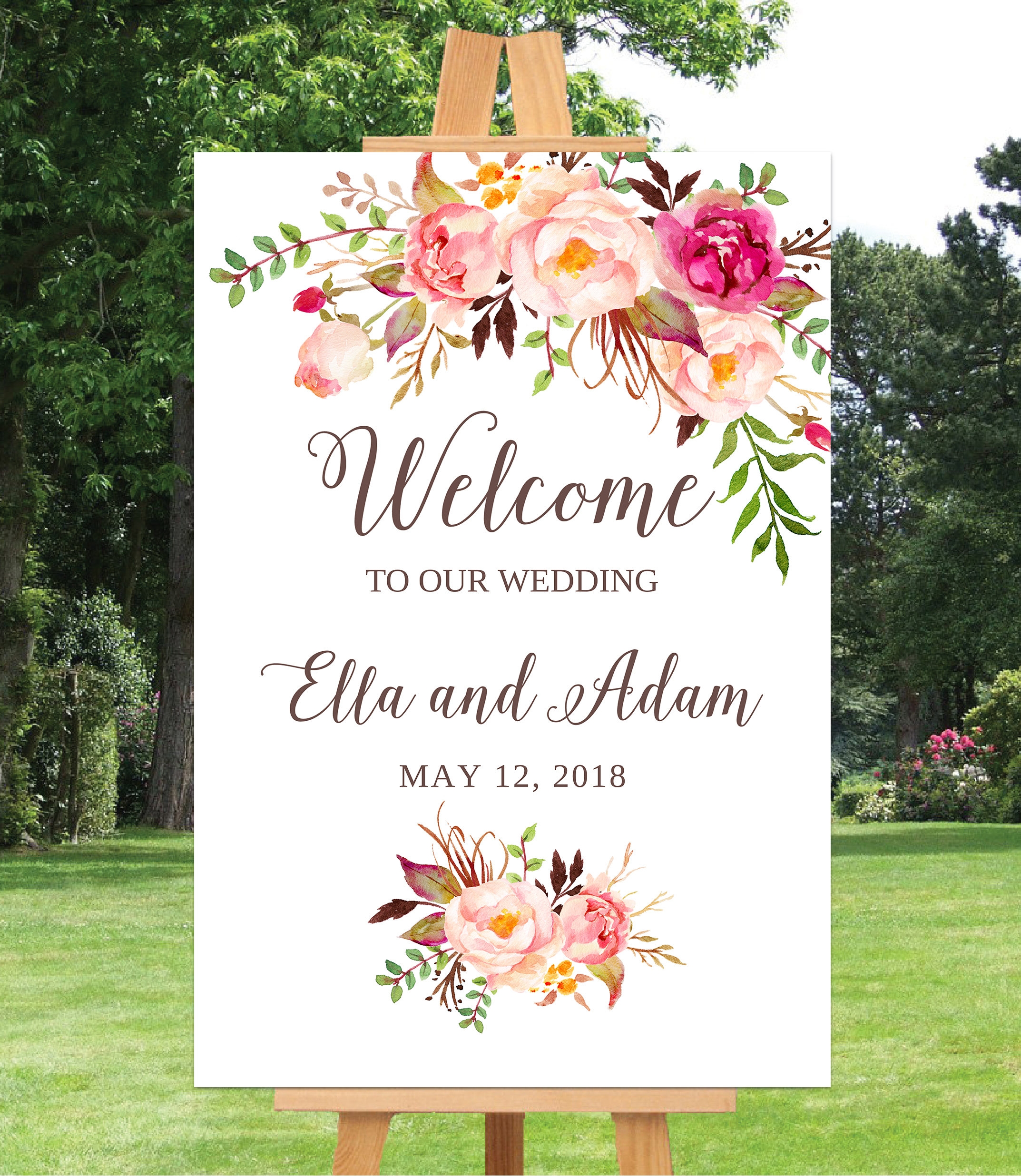 Wedding Welcome Sign Template Wedding Welcome Sign Printable Wedding Sign 16x20 18x24 24x36 Blush Pink Floral Wedding Welcome Poster Etsy Sweden