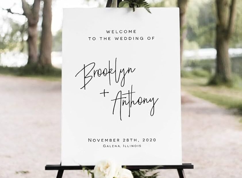 Welcome To Our Wedding Printable Calligraphy Welcome Sign On Stand Full Size