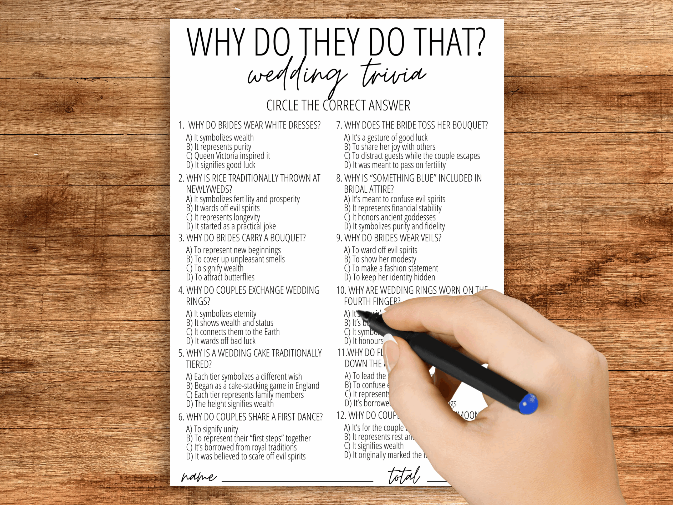 Why Do We Do That Wedding Traditions Game FREE Printable 