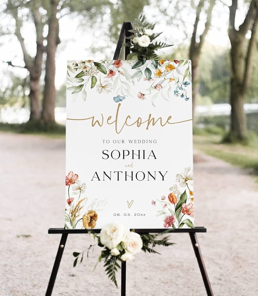 Wildflower Welcome Sign Printable Floral Wedding Decorations Welcome To Our Wedding