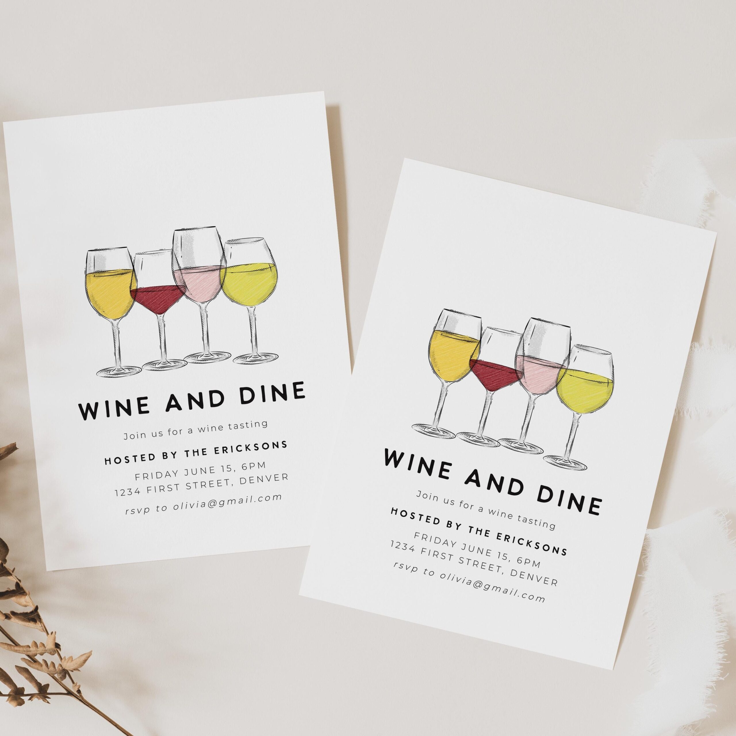Wine And Dine Wine Tasting Invitation Template All Occasions Engagement Rehearsal Housewarming Instant Edit And Download Etsy
