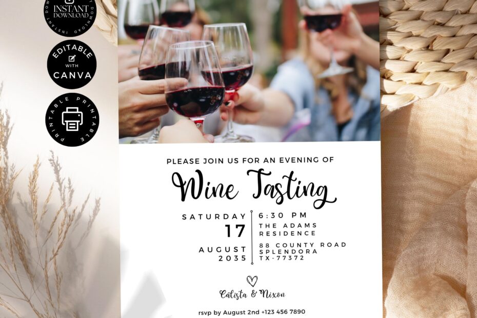 Wine Tasting Invitation Template Wine Party Blind Wine Tasting Invite Printable Edit In Canva 5x7
