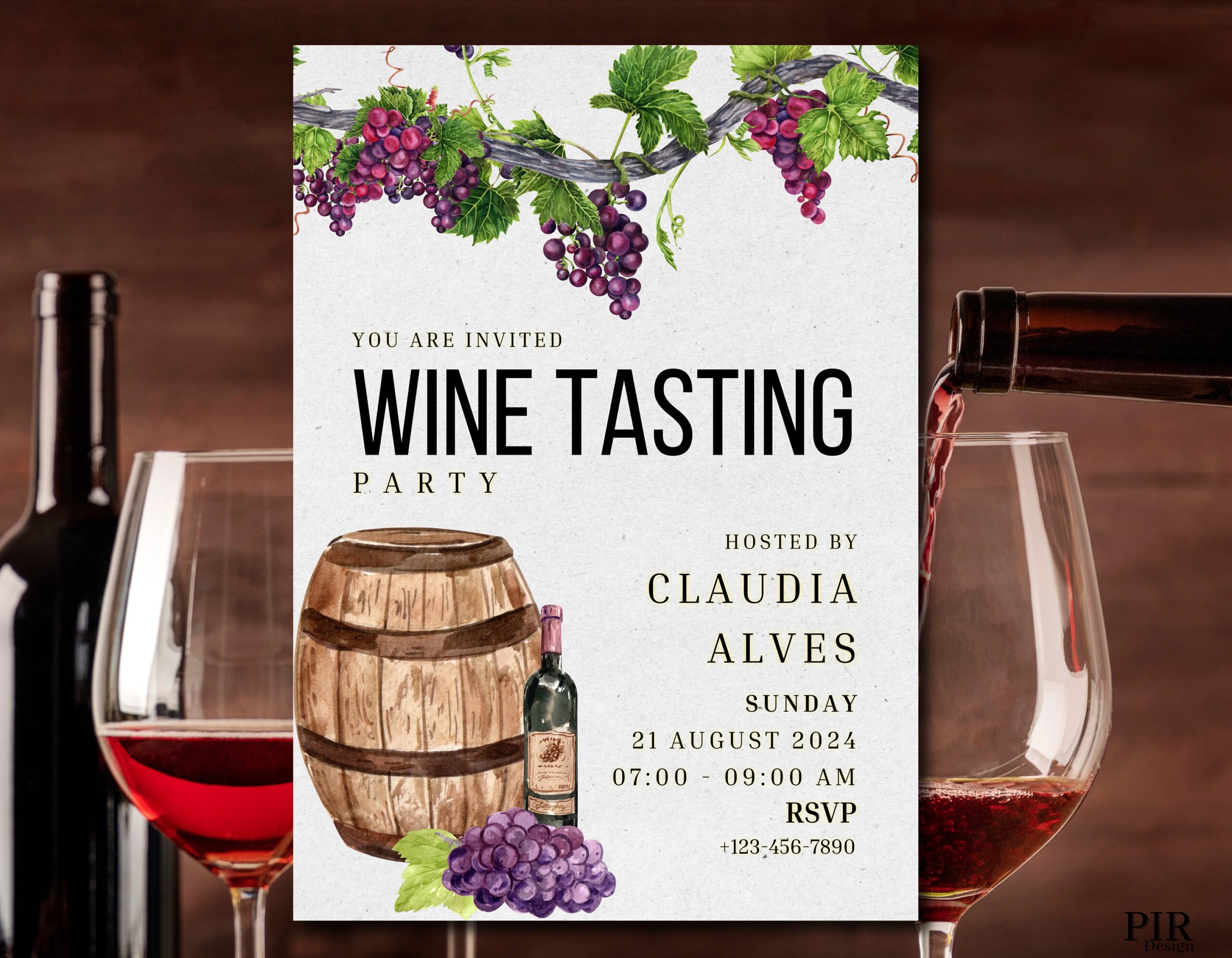 Wine Tasting Invitation Vineyard Event Birthday Party Editable Printable Wine Tasting Party Invitation Canva Template Etsy