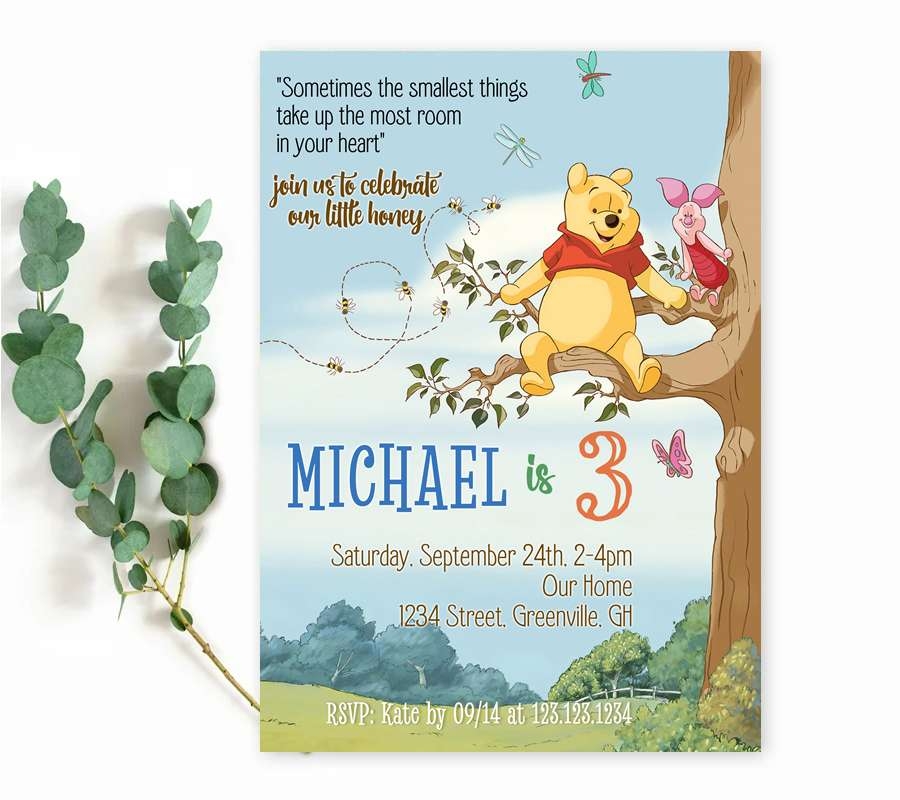 Winnie The Pooh Invitation Edit Online Instant Download