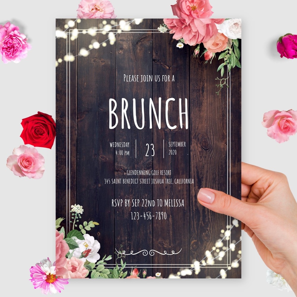 Wooden Barn Rustic Brunch Invitation Template Online Maker