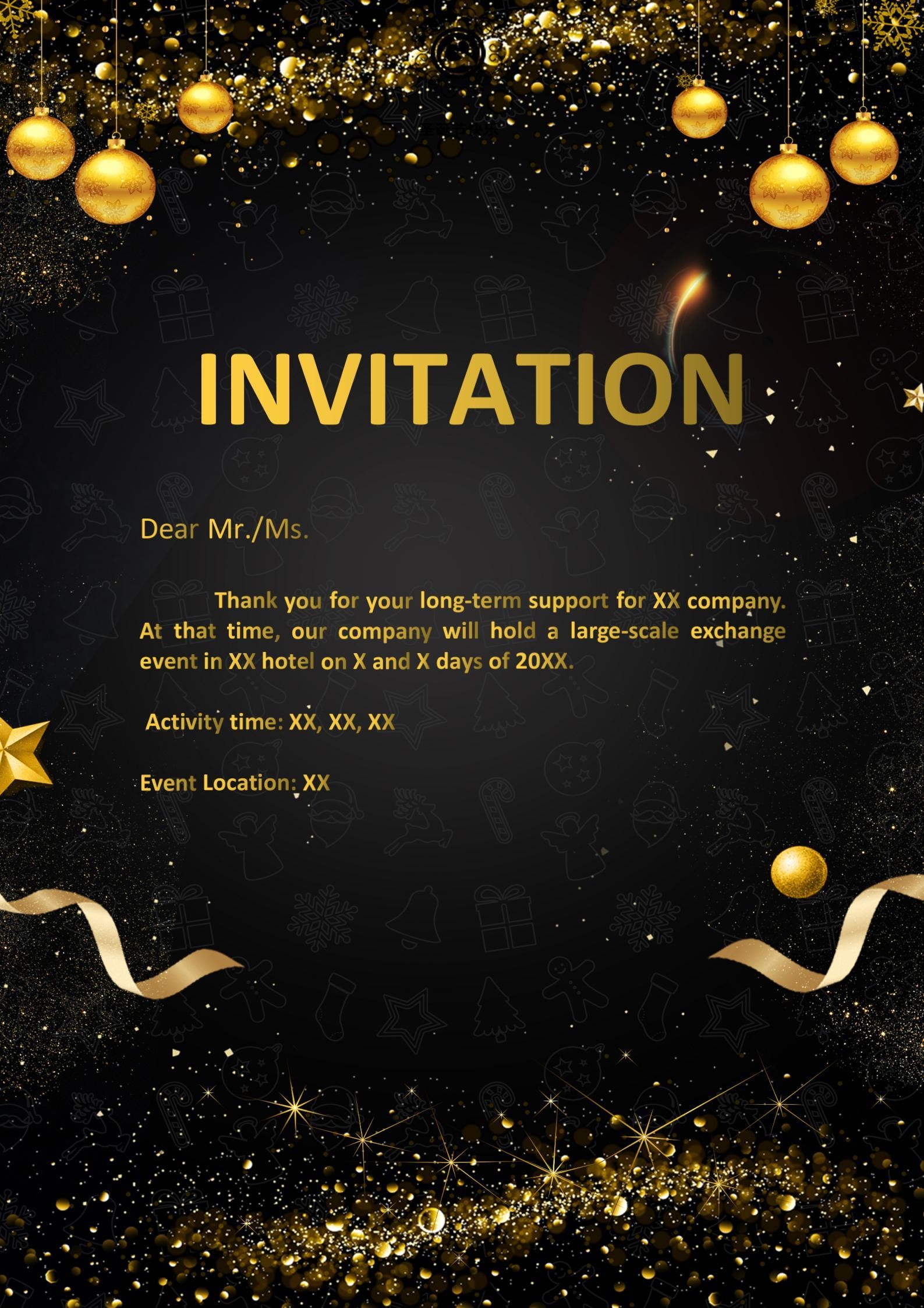 WORD Of Black And Gold Invitation docx WPS Free Templates