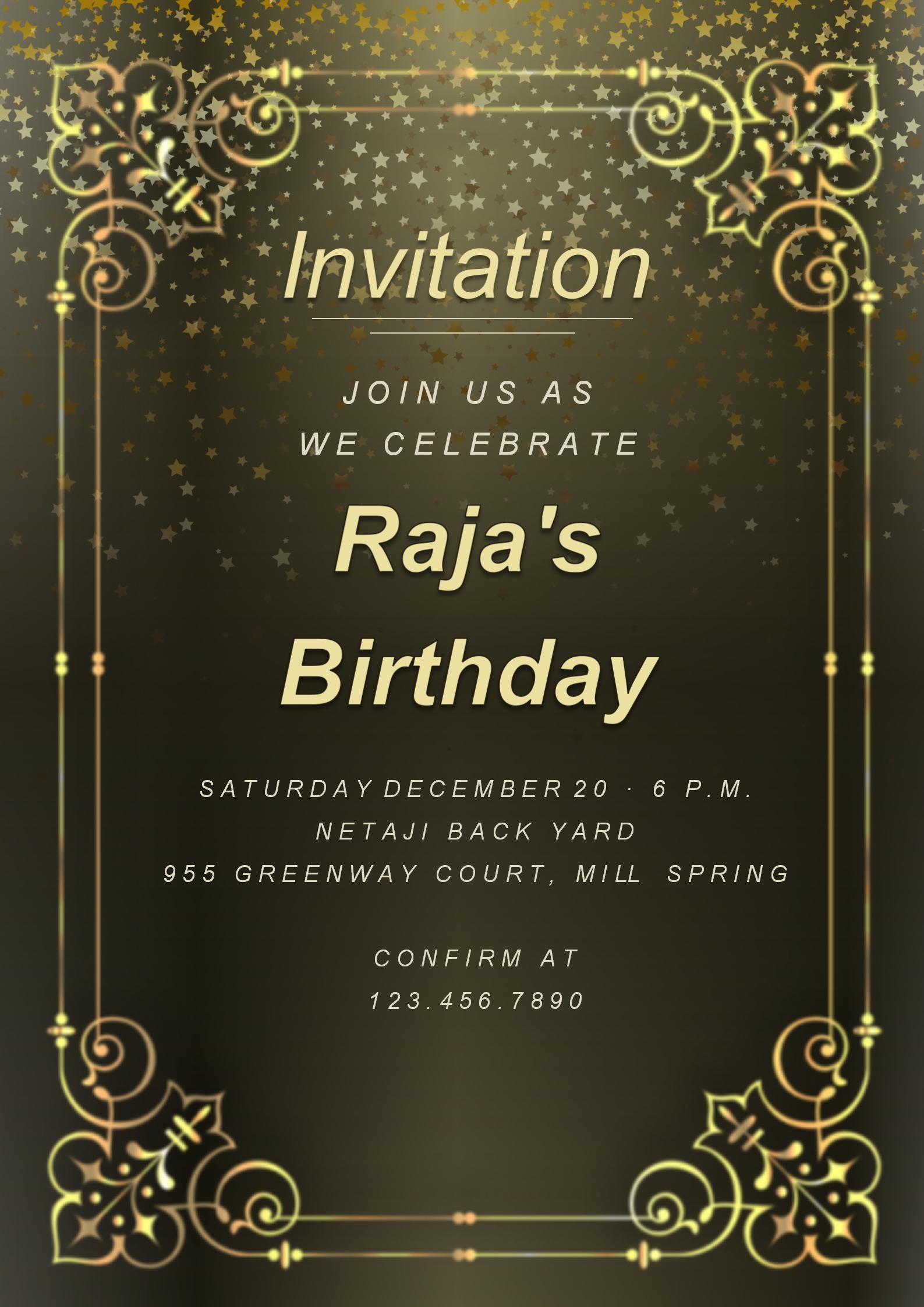 WORD Of Golden Birthday Invitation Card docx WPS Free Templates