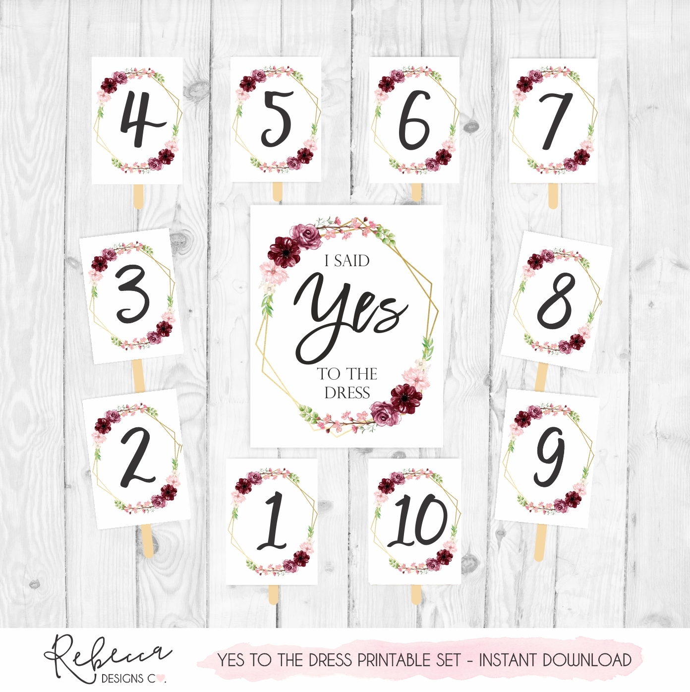 Yes To The Dress 1 10 Printable Set Of Signs Instant Download 
